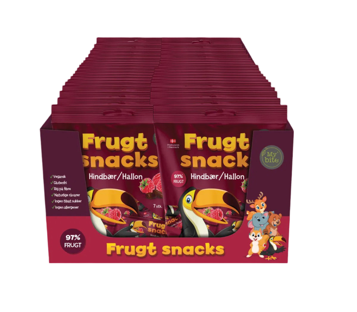 Frukt Snacks Mybite Hallon 36 x 100 g